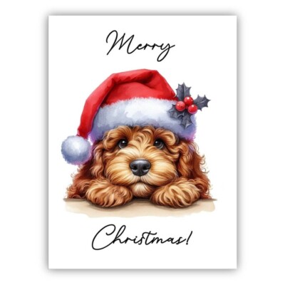 Cavapoo Weihnachtskarte Hund. Personalisierte Weihnachtskarte Hund