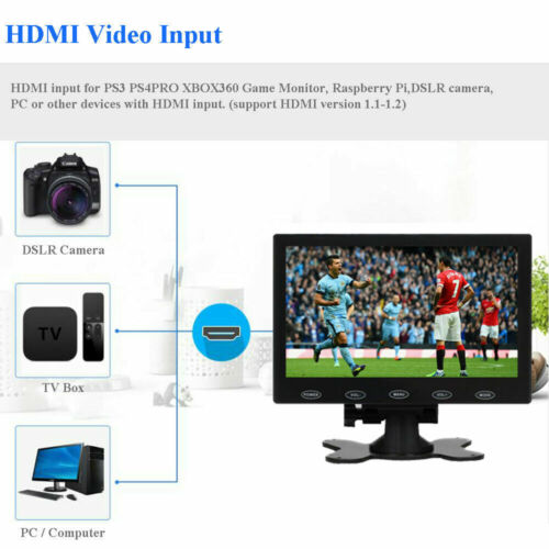 7" Security Monitor HD LCD HDMI VGA TFT Display Screen Speaker Remote Control - Picture 9 of 13
