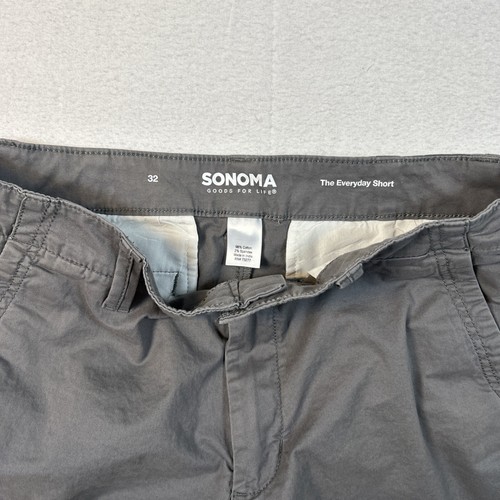 Sonoma Mens Khaki Gray Shorts 32 Waist Pockets Zipper Cotton Casual - Picture 8 of 10