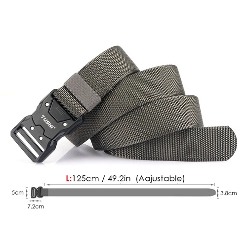 Men's Tactical Belt Hard Alloy Quick Release Buckle Soft Nylon Military Belt - Picture 5 of 38