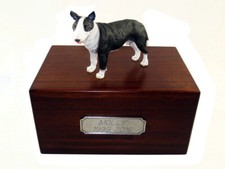 Beautiful Paulownia Medium Wooden Personalized Urn Brindle Bull Terrier Figurine