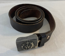 Silvertone RAF Belt Buckle Leather Belt Cockpit USA Size 40