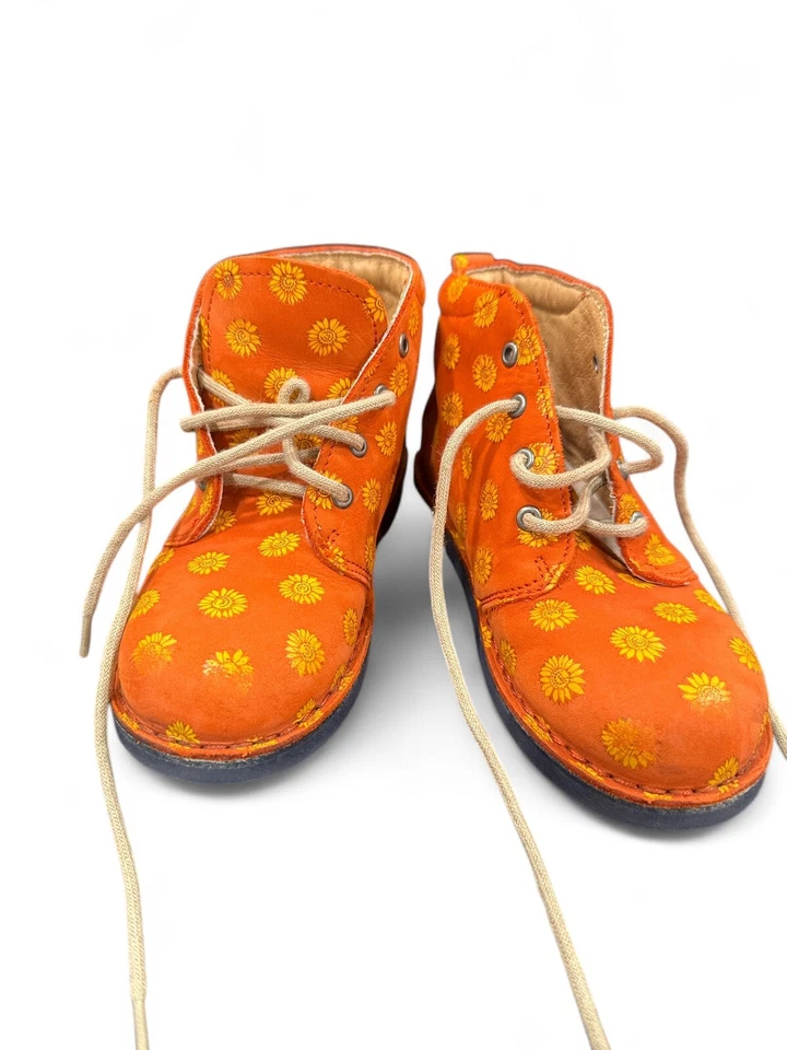 Peppino Ricosta Orange/Yellow Sunflower Leather Winter Boot Sz 25 Fersenpolster - Image 2 of 4