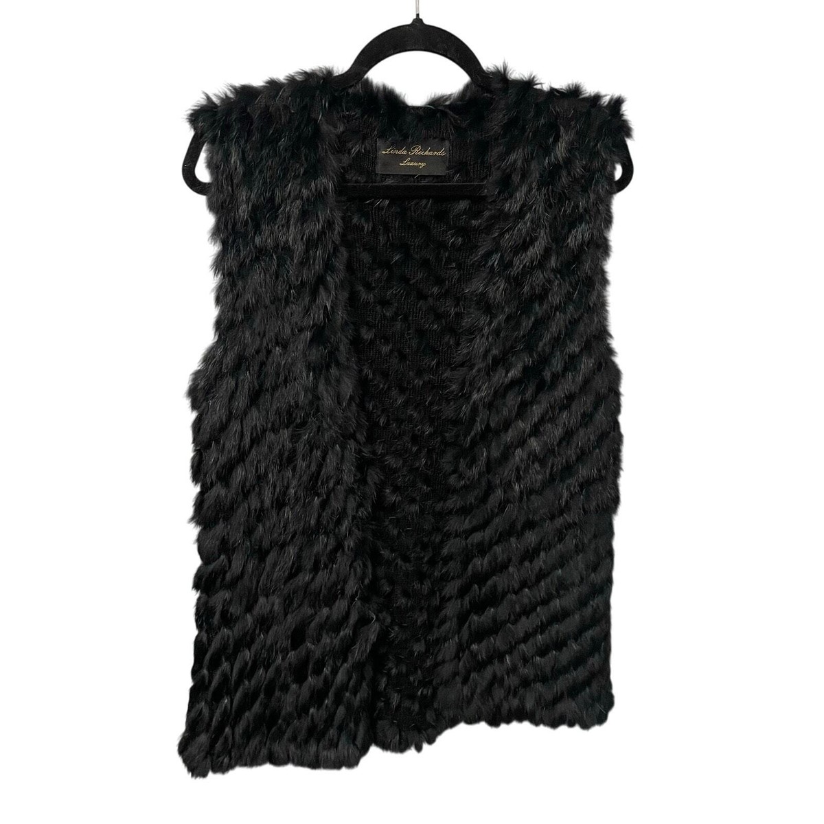 Linda Richards Luxury 100% Rabbit Fur Vest Black Womens