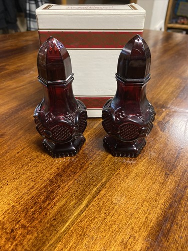 Avon 1876 Cape Cod Collection Ruby Red Glassware Set Salt & Pepper ...