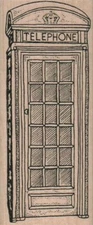 Telephone Booth 2 x 4 1/2" Rubber Stamp, Phone Booth Stamp