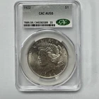 1922 $1 Peace Silver Dollar CAC AU58 Graded US Coin