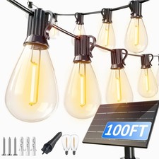 100FT Solar String Lights Outdoor Waterproof with 36 2 LED Bulbs Long Last fo...