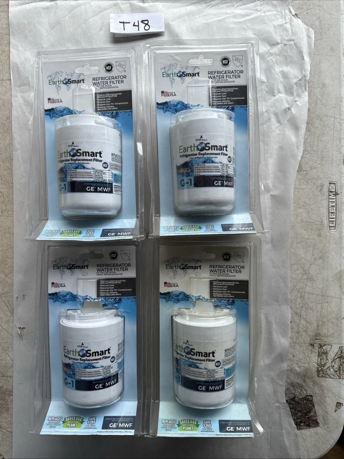 4- New Earth Smart G-1 Replacement Refrigerator Water Filter GE*MWF T50