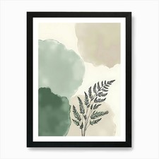 Sage Leaf Harmony Illustration 1 Ar Framed Wall Art Poster Canvas Print Picture