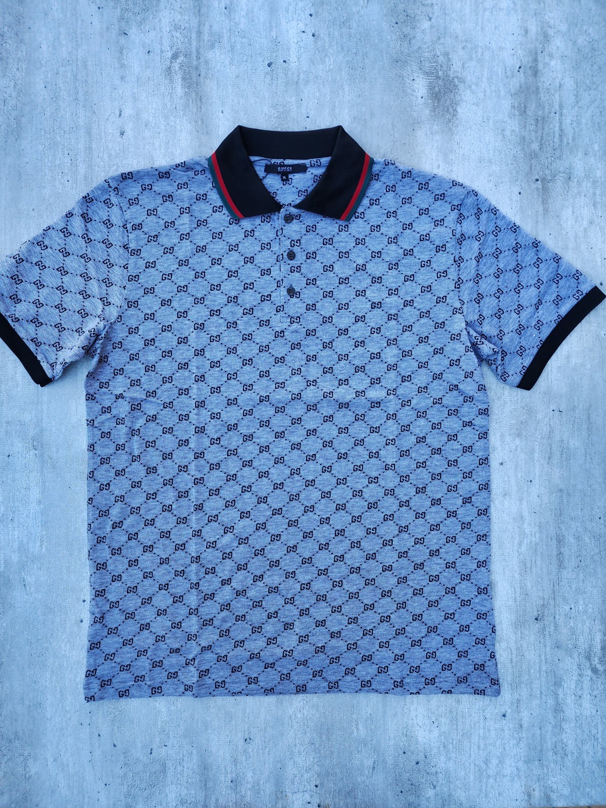 Gucci Classic Polo Shirt Gray XL Regular Fit Mens G Style