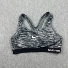Nike Pro Sports Bra Womens Medium Gray Classic Padded Reflective Dri-Fit Gym