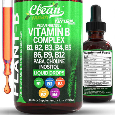 Vitamin B Complex Liquid Drops | Thiamine B1, B6, B2, B3, B4, B5, B7 B9, B12, Ni