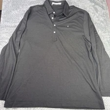 Criquet Shirt Mens XL Black Long Sleeve Polo Slim Fit Pima Cotton Peru Casual