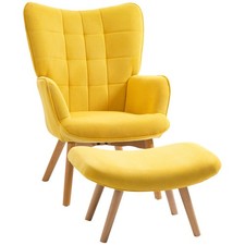 Ohrensessel mit Hocker, Relaxsessel, Polstersessel in Cord-Optik