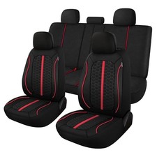 Breathable Premium Car Seat Covers  3D Air-Mesh Seat Covers Full Set Black/Red