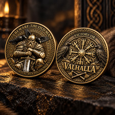 Nordischer Wikinger Krieger Odin Valhalla Sammler M&uuml;nze Beidseitig Bedruckt Top