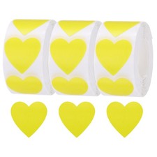 3 Roll 1500 Pcs Yellow Heart Stickers 1 Inch Cute Heart Shaped Sticker Labels