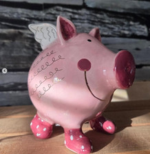 Niedliches Flügelschwein Schwein mit Flügel Pink Rosa Figur Deko Schweinefigur
