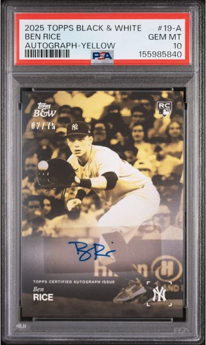 Ben Rice 2025 Topps Black & White Ben Rice #19 Auto
