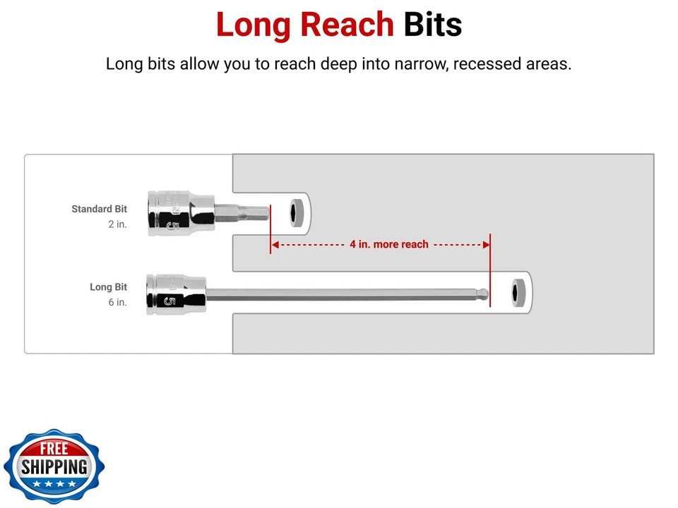 TEKTON 3/8 Inch Drive Long Hex Bit Socket Set with Case, 19-Piece (1/8-3/8 in - Image 3 of 4