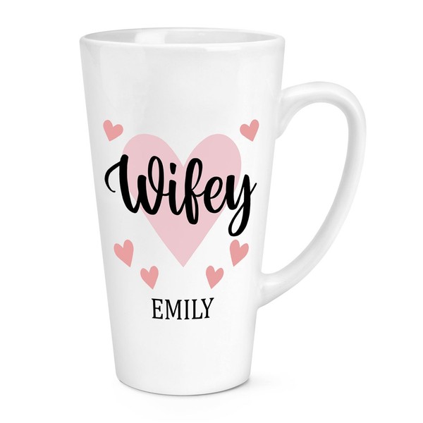 Personalisiert Wifey 483Ml Groß Latte Becher Tasse Weiß Liebe Ehefrau Lustig-image