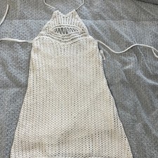 Urban outfitters crocheted mini halter dress cream NWT Sm Cottage Core Boho
