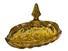 Vintage MCM Anchor Hocking ‘Fairfield’ Golden Amber Glass Covered Butter Dish