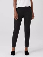 Pantaloni ponte elasticizzati Eileen Fisher grigio antracite melange tencel nuovi con etichette $198 XL
