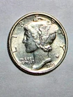 1925 Mercury Dime, AU to UNC with almost full split bands.
