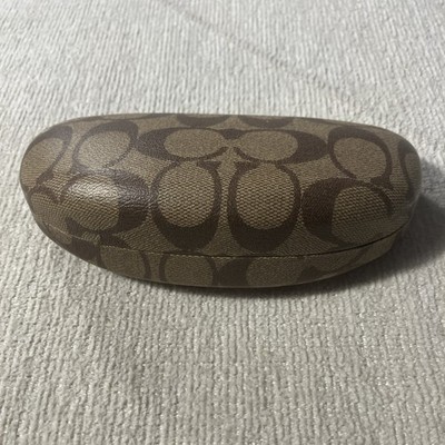 Coach Eyeglass Sunglass Case Classic Logo Monogram Hard Clamshell Brown