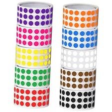 10000 Pieces 1/4 Inch Round Color Coding Labels Roll Assorted Colors 1/4 inch