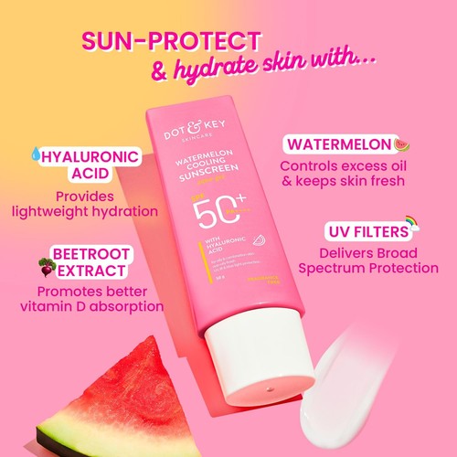 Dot & Key Watermelon Cooling Sunscreen SPF 50+ PA++++ with Hyaluronic Acid 50g - Picture 3 of 5