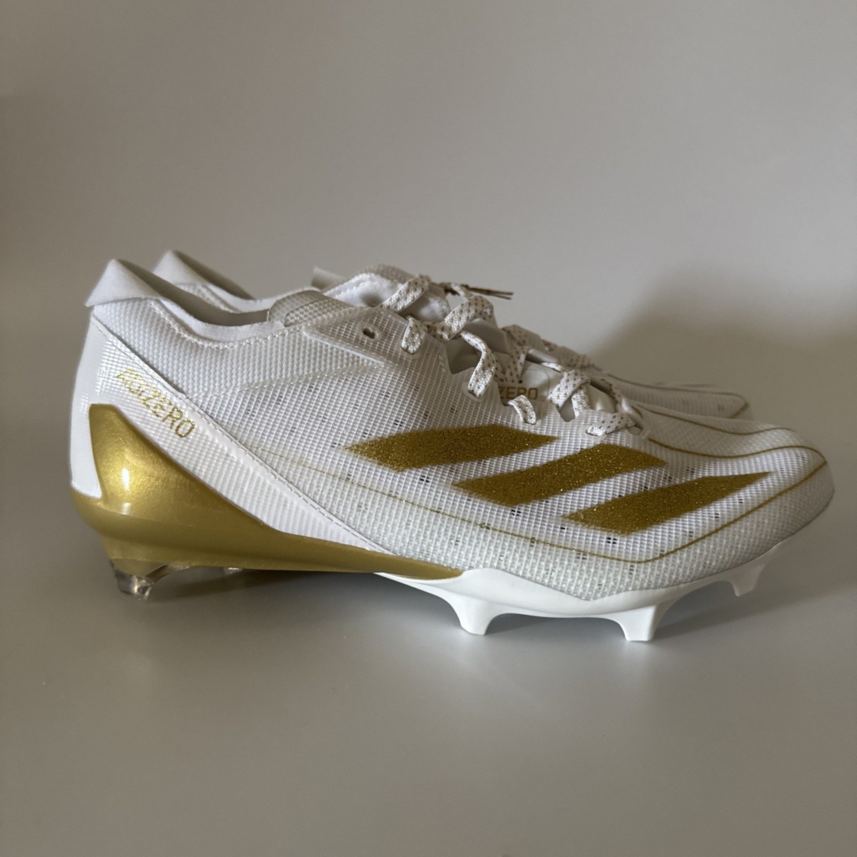adidas Men's Size 8 ADIZERO ELECTRIC FOOTBALL CLEATS White/Gold