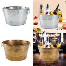 Cubo de hielo bañera galvanizada portátil organizador contenedor grande de metal almacenamiento de bebidas