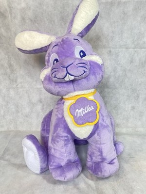 Milka Plüsch Hase Lila mit Gelber Blume 75 Cm Osterhase Osterdeko Plüschtier
