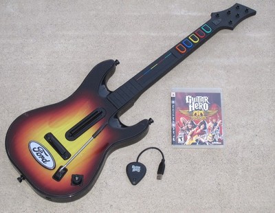 Guitar Hero World Tour PS3 Wireless Guitar Controller w/ Dongle & Aerosmith Game