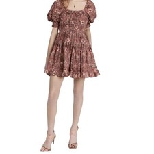 Ulla Johnson "Juniper" Mini Dress Rosebud Floral, Smocked, Puff Sleeves Sz 2