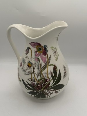 Portmeirion Botanic Garden Water Pitcher Christmas Rose & Butterflies 9  VTG EUC