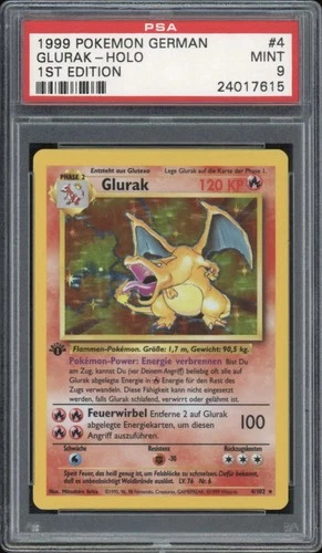 1999 Pokemon GERMAN 1st Edition Base Set Glurak-Charizard Holo 4/102 PSA 9 #2