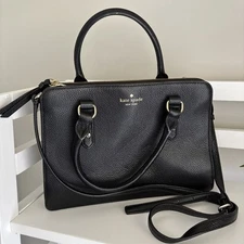 Kate Spade Hand Bag Black Pebbled Leather Lise Mulberry Street Satchel Crossbody
