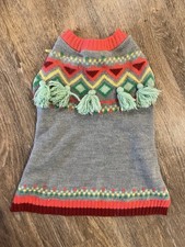 Dog Sweater Medium Knit Fair Isle Tassel Holi...