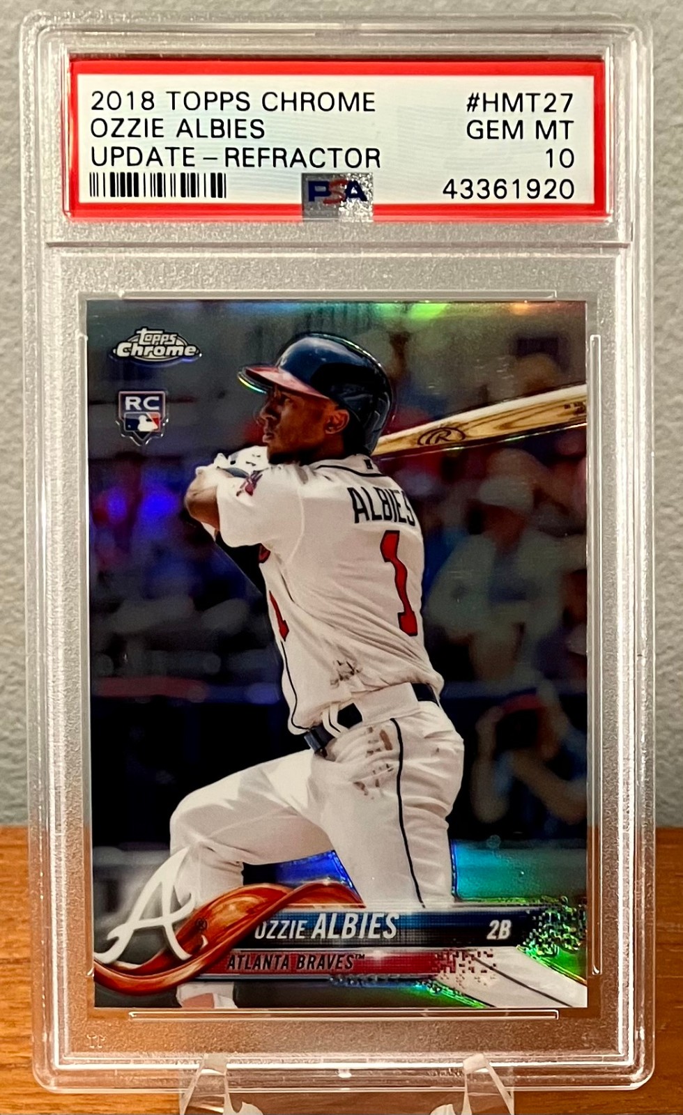 2018 Topps Chrome Update Ozzie Albies Rookie RC Refractor #'d /250 PSA 10