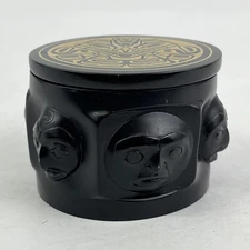 Boma Carved Tribal Faces Trinket Box