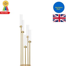 VINCIGANT 5 Arms Candelabra Centerpieces with Acrylic 100cm Height, Gold