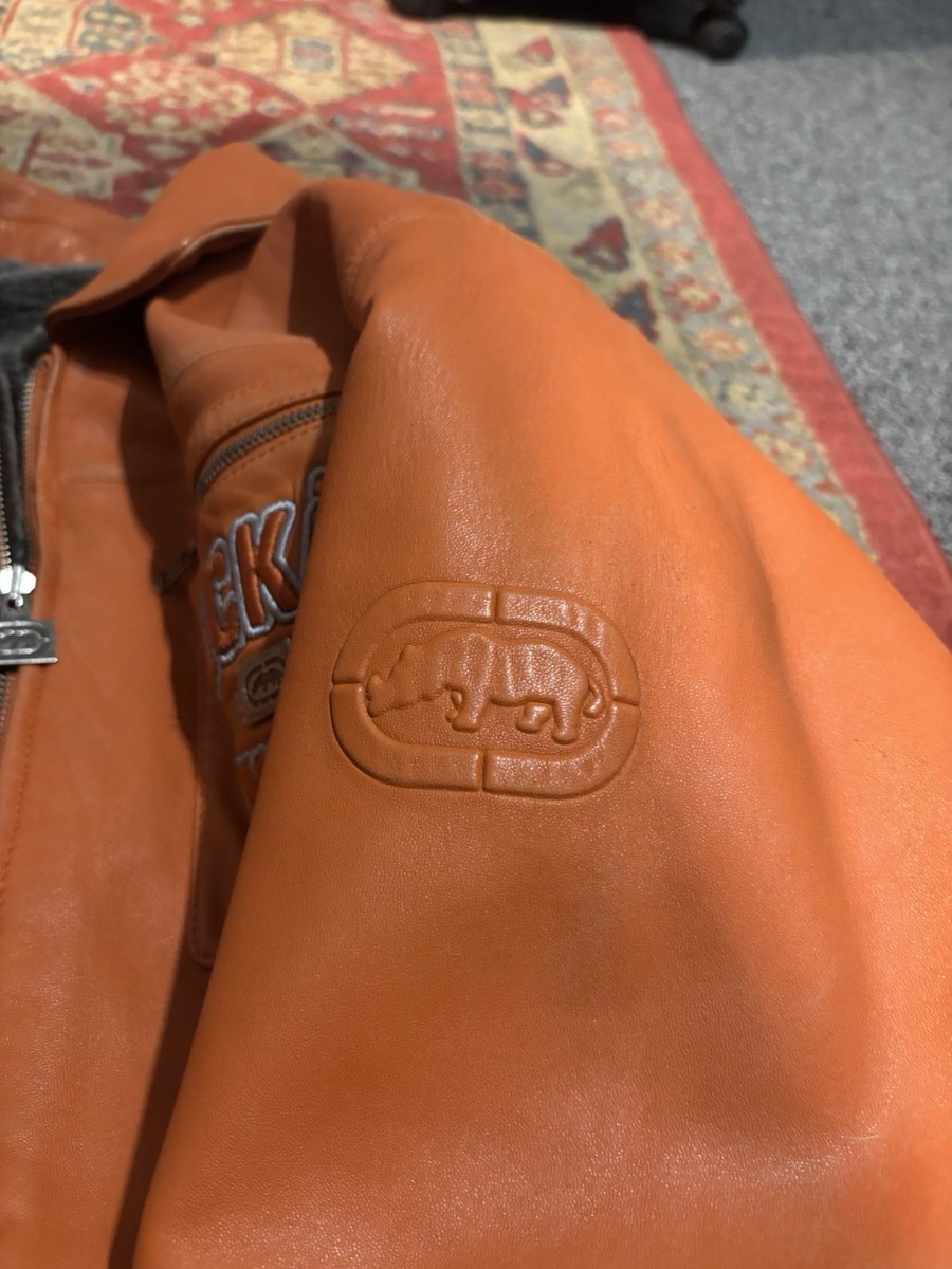 Vintage Ecko Unltd Reversible Genuine Leather Bomber Jacket Men's
