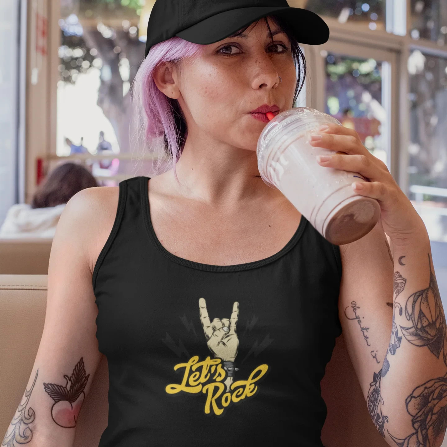 Women's party mode text printed slim fit Tank Top