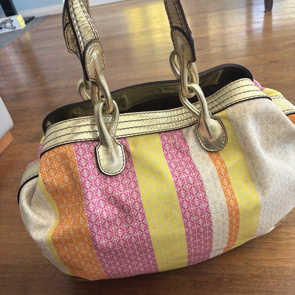 Vintage Loewe striped canvas Fiesta shoulder bag