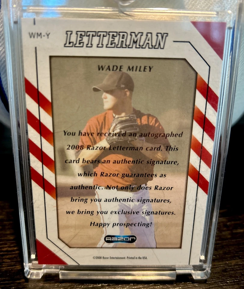 2008 Razor Letterman "Y” Wade Miley Auto Rookie RC #WM-Y Excellent Condition - Image 2 of 4