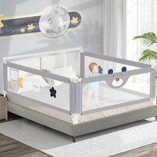 3-Piece Bed Rail for Toddlers with Headboard Rod, Adjustable Baby Bed Rail Gu...